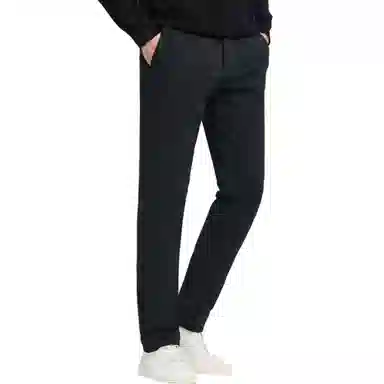 才子 纯色中腰加厚保暖修身休闲裤 男款