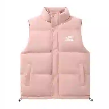 三体 不要回答系列 美式复古简约纯色基础款字母印花立领宽松休闲厚款保暖百搭舒适户外城市风马甲 男女同款