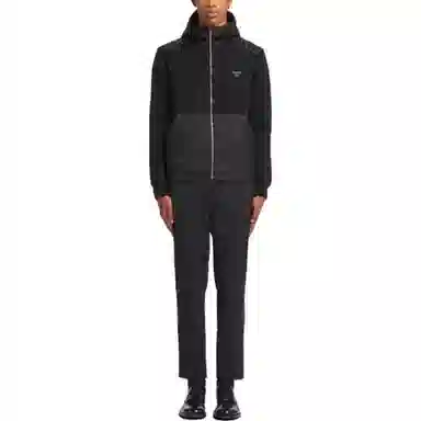 Prada FW22 Colorblock Zip Hoodie Jacket Black