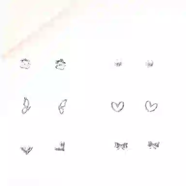迎百宝 多耳洞福音 爱心蝴蝶花朵温柔高级感 一周不重样自由搭配精致小巧气质 合金 耳钉 男女同款情侣款