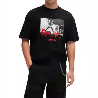 HUGO BOSS Cotton-Jersey T-Shirt With Spray-Paint Artwork T