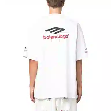 Balenciaga FW23 Logo Embroidered T-Shirt White