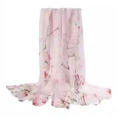 上海故事 春花秋月喷绘真丝长巾 桑蚕丝 丝巾 女款