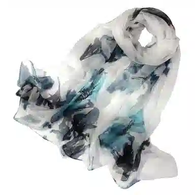 上海故事 春花秋月喷绘真丝长巾 桑蚕丝 丝巾 女款