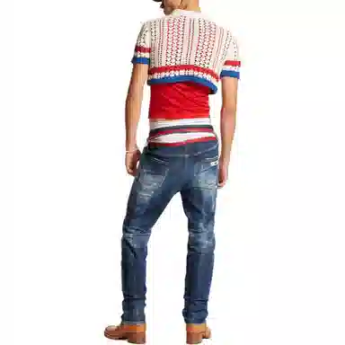 DSQUARED2 Navy Distressed Zipper Jeans