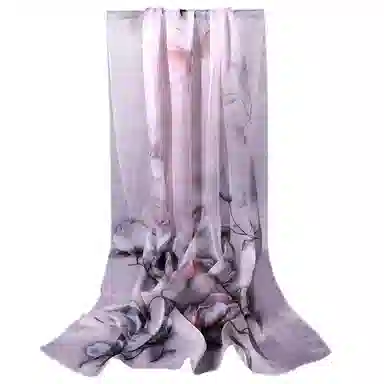 上海故事 春花秋月喷绘真丝长巾 桑蚕丝 丝巾 女款