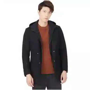 才子 纯色保暖中长款商务单排扣大衣 男款