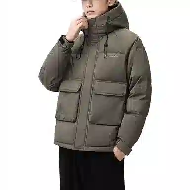 鸭鸭 字母印花短款连帽加厚羽绒服 男款