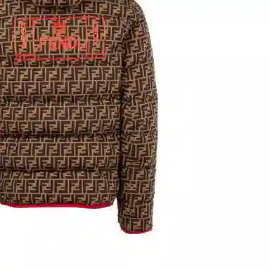 Fendi SS23 Printed Down Hoodie Jacket Brown