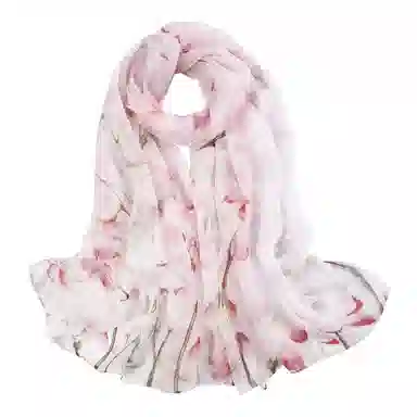 上海故事 春花秋月喷绘真丝长巾 桑蚕丝 丝巾 女款