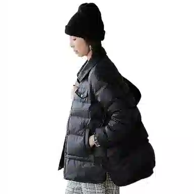 鸭鸭 轻薄保暖翻领纯色羽绒服 女款