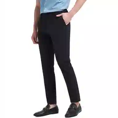 才子 中腰纯色修身微弹休闲裤 男款 黑色