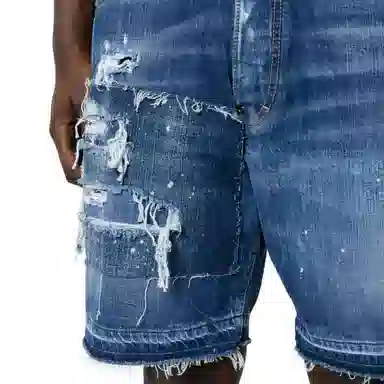 DSQUARED2 FW23 Mid-Rise Distressed Denim Shorts Blue