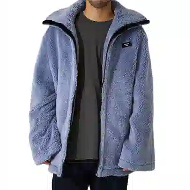 WE11DONE Blue Faux Fur Jacket