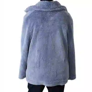WE11DONE Blue Faux Fur Jacket