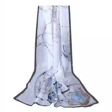 上海故事 春花秋月喷绘真丝长巾 桑蚕丝 丝巾 女款