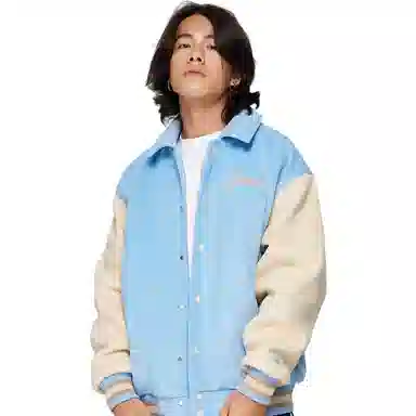 Starter Colorblock Letter Print Wool Jacket