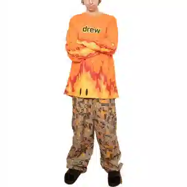 Drew House Fire ls Tee Orange