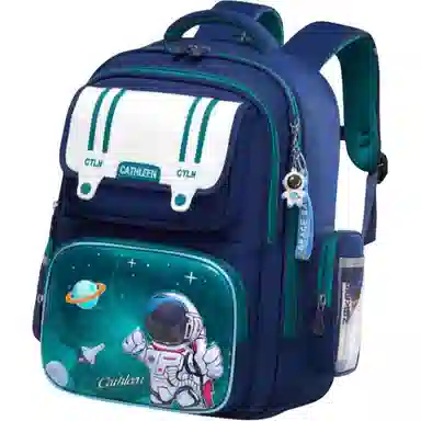 芭菲尼 校园英伦风宇航员小书包一二三到六年级护脊减负初中生大容量 牛津布 学生包 常规 儿童款 宝蓝色/红拼宝蓝/绿拼宝蓝