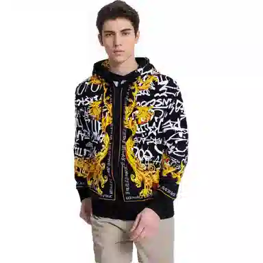 Versace Jeans FW23 Letter Print Hoodie Black