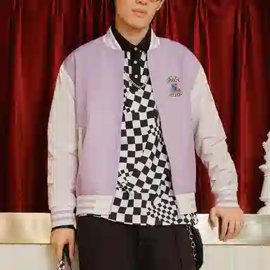 New Era SS23 Logo V-Neck Baseball Jacket Purple