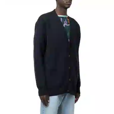 Lanvin SS22 Logo Wool Cardigan Black