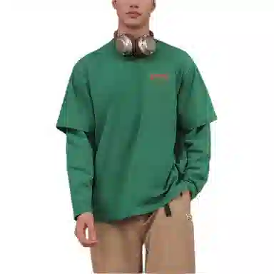 Reebok Two-in-One Knit Long Sleeve Tee Deep Green