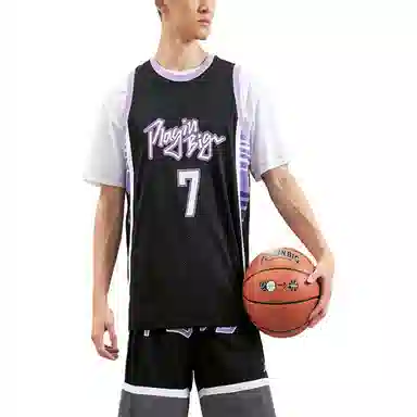 特步 宽松撞色上衣实战短袖篮球背心 男款