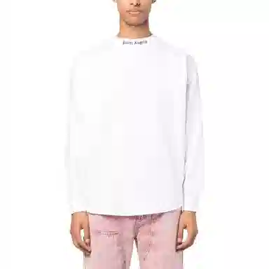 Palm Angels FW22 Logo Print Long Sleeve Tee White