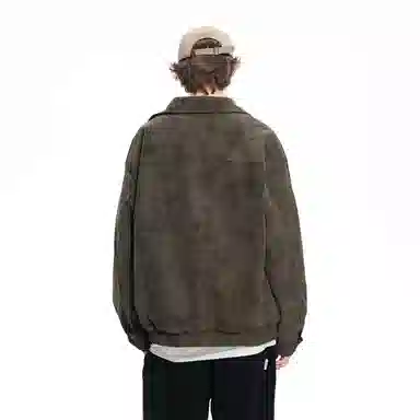 快鱼 美式复古品牌激光皮标翻领拉链休闲防水防风时尚机能风暗黑登山运动教练工装飞行通勤百搭夹克外套 男女同款