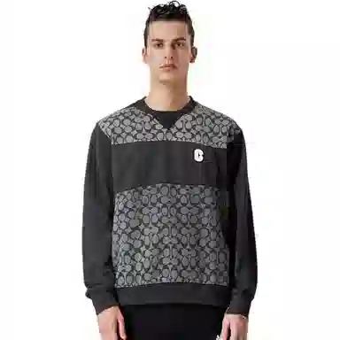 Coach Letter Print Crewneck Sweatshirt Black