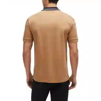 HUGO BOSS Mercerised-Cotton Slim-Fit Polo Shirt With Contrast Stripes Polo