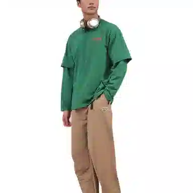 Reebok Two-in-One Knit Long Sleeve Tee Deep Green