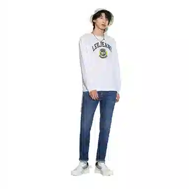 Lee FW22 Retro Campus Print Long Sleeve Tee White