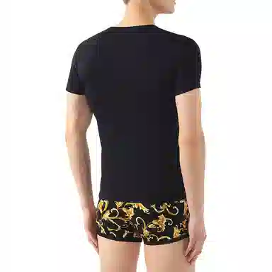 Versace V-Neck Logo T-Shirt Black