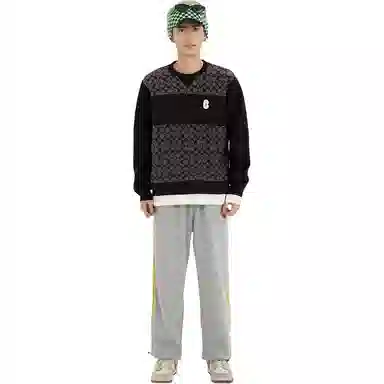 Coach Letter Print Crewneck Sweatshirt Black