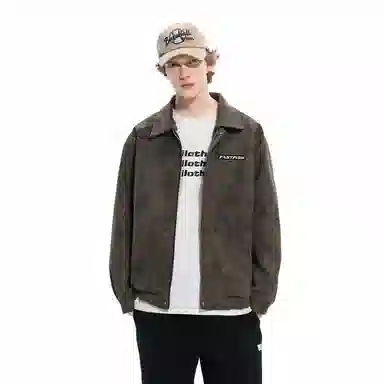 快鱼 美式复古品牌激光皮标翻领拉链休闲防水防风时尚机能风暗黑登山运动教练工装飞行通勤百搭夹克外套 男女同款