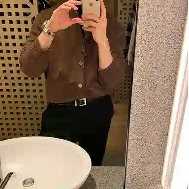 我是大卫 单排扣纯色圆领百搭宽松针织衫 男女同款