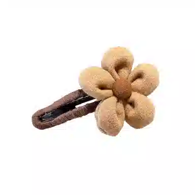 水中玉 秋冬毛绒发饰花朵发卡高级感盘发鲨鱼夹抓夹后脑勺鸭嘴夹子 亚克力 发夹 女款