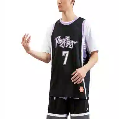 特步 宽松撞色上衣实战短袖篮球背心 男款