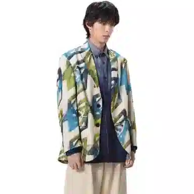 速写 宽松休闲满印长袖西装 男款