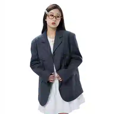 MJ STYLE Long Sleeve Blazer Grey