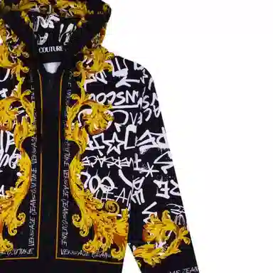 Versace Jeans FW23 Letter Print Hoodie Black