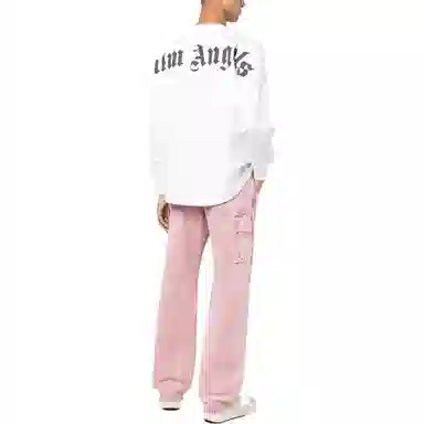 Palm Angels FW22 Logo Print Long Sleeve Tee White