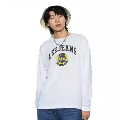 Lee FW22 Retro Campus Print Long Sleeve Tee White