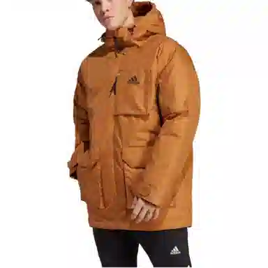 adidas Logo Print Down Jacket Brown
