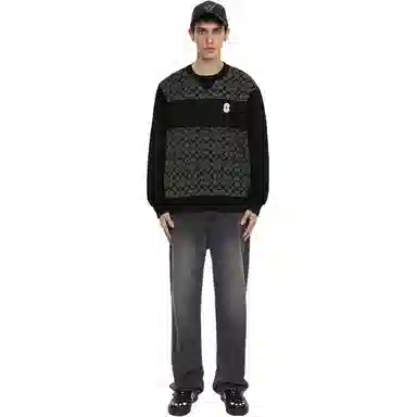 Coach Letter Print Crewneck Sweatshirt Black