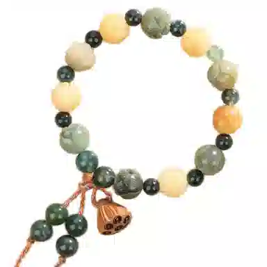 仙友 有钱花 国潮新中式财神莲花雕刻文玩佛珠文艺潮流 菩提根菩提子/菩提籽 手串 男女同款情侣款