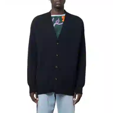 Lanvin SS22 Logo Wool Cardigan Black