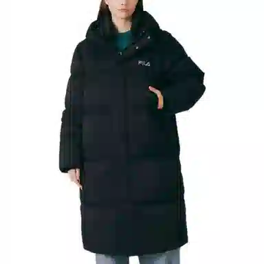 FILA Logo Print Down Jacket Black